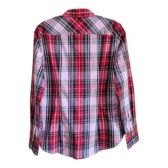 J. CREW Women 4 Slim Perfect Shirt Stewart Plaid Red Blue Pink Button Up 36" NEW - Picture 7 of 8